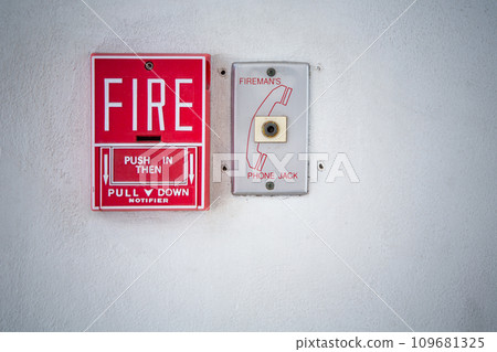 Red fire alarm switch 109681325