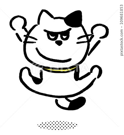 A spotted cat with black and white eyes and a grin A spotted cat with black and white eyes and a grin 109681853