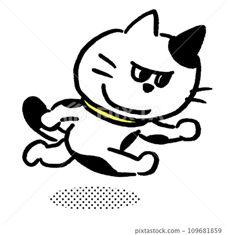 A spotted cat with black and white eyes and a grin A spotted cat with black and white eyes and a grin 109681859