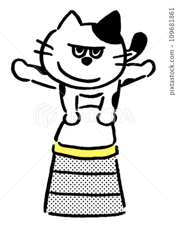 A spotted cat with black and white eyes and a grin A spotted cat with black and white eyes and a grin 109681861