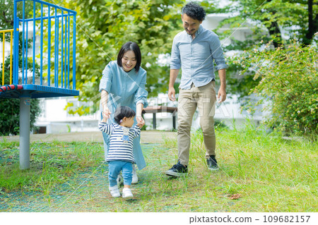 Parent and child playing in the park Parent and child playing in the park 109682157