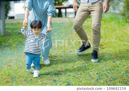 Parent and child playing in the park Parent and child playing in the park 109682159