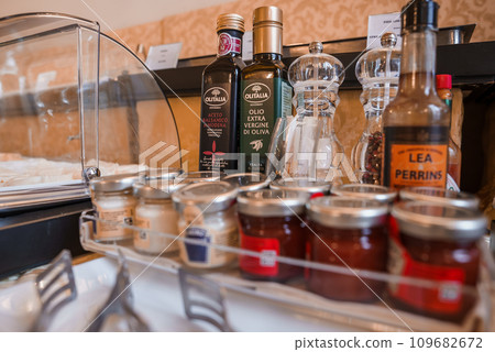 Explore a diverse buffet spread with a variety of delicious food options. Perfect for luxury dining experiences in Venice, Italy. Indulge in a culinary adventure with this lavish buffet display. Explore a diverse buffet spread with a variety of delicious food options. Perfect for luxury dining experiences in Venice, Italy. Indulge in a culinary adventure with this lavish buffet display. 109682672