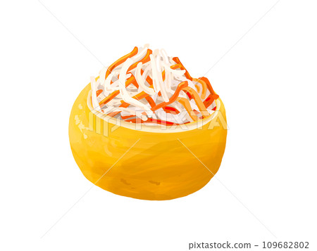 Namasu，紅和白，柚子，柚子，醋食，禦節，新年，新年，新年快樂，新年賀卡，幸運符，插圖，新年賀卡 109682802