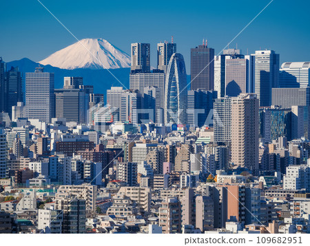 東京新宿摩天大樓和富士山 東京新宿摩天大樓和富士山 109682951