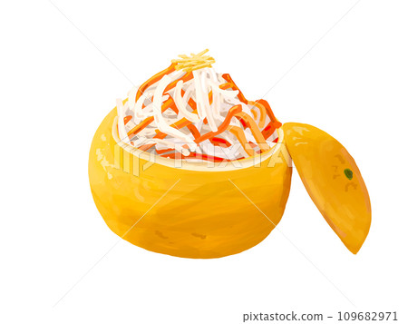 Namasu, red and white, yuzu, yuzu, vinegared food, osechi, New Year, New Year, Happy New Year, New Year's card, lucky charm, illustration, New Year's card 109682971
