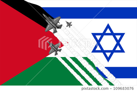 Isolated Mixed Flag of Palestine and Israel: A Vector Cartoon Illustration Isolated Mixed Flag of Palestine and Israel: A Vector Cartoon Illustration 109683076