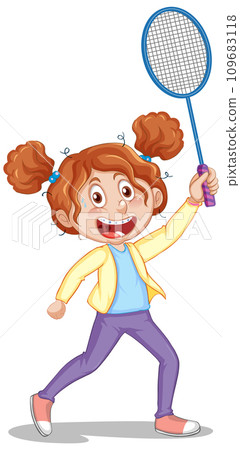 A woman playing badminton 109683118