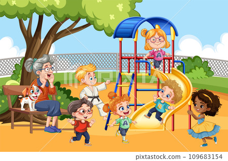 People with different gender age and race at the park doing different activities 109683154