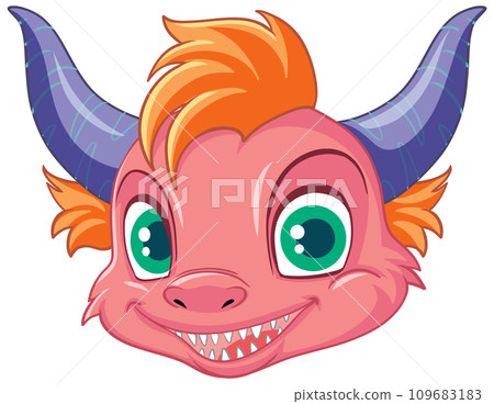 Fantasy Dragon Head on White Background 109683183