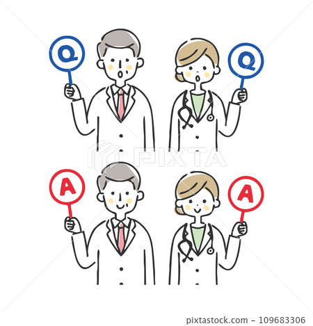 拿著Q&A標籤的醫務人員 拿著Q&A標籤的醫務人員 109683306