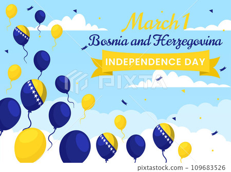 Bosnia and Herzegovina Independence Day Vector Illustration on 1st of March with Waving Flag and Landmark Building in Memorial Holiday flat Background Bosnia and Herzegovina Independence Day Vector Illustration on 1st of March with Waving Flag and Landmark Building in Memorial Holiday flat Background 109683526