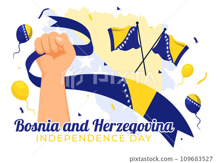 Bosnia and Herzegovina Independence Day Vector Illustration on 1st of March with Waving Flag and Landmark Building in Memorial Holiday flat Background 109683527