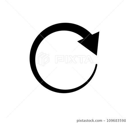 One circle arrow icon. Round reload, restart, recycle and repeat symbol. One arrow in loop. Round reload sign, repeat icon. Vector illustration isolated on white background One circle arrow icon. Round reload, restart, recycle and repeat symbol. One arrow in loop. Round reload sign, repeat icon. Vector illustration isolated on white background 109683598
