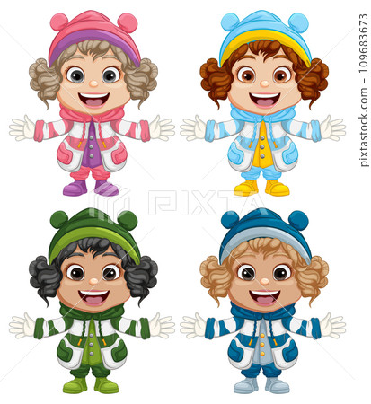 Cheerful Chubby Girl in Winter Beanie Hat Cheerful Chubby Girl in Winter Beanie Hat 109683673
