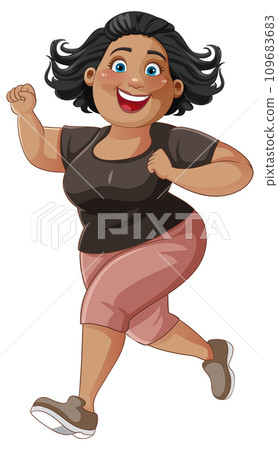 Middle age chubby woman jogging Middle age chubby woman jogging 109683683