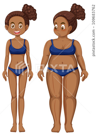 Set of healthy and unhealthy teenage girls 109683762