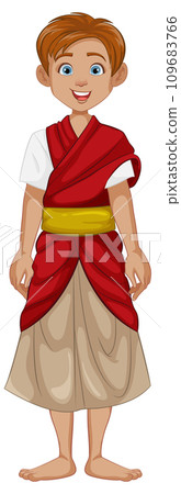 Southeast Asian Men in Traditional Outfits: Cartoon Characters 109683766