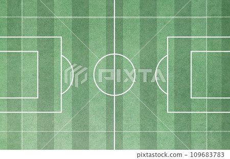 Football field with striped green grass background top view Football field with striped green grass background top view 109683783