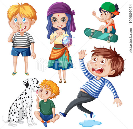 Set of cute cartoon character 109684084
