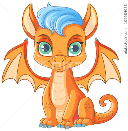 Happy orange cartoon dragon smiling Happy orange cartoon dragon smiling 109684088