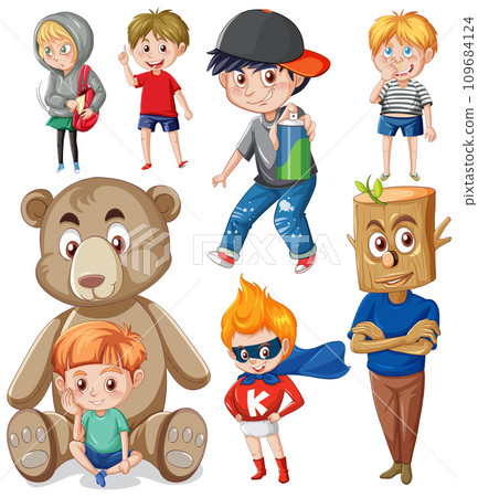 Set of cute cartoon character Set of cute cartoon character 109684124
