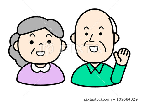 Simple person illustration cheerful elderly couple 109684329