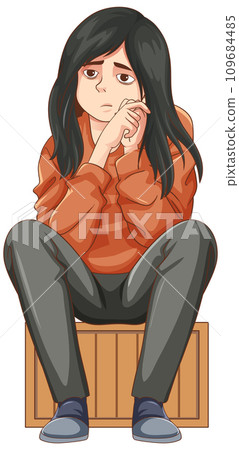 Sad teenage sitting on the floor Sad teenage sitting on the floor 109684485