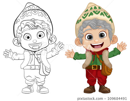 Cheerful Winter Celebration Cartoon Character Boy 109684491