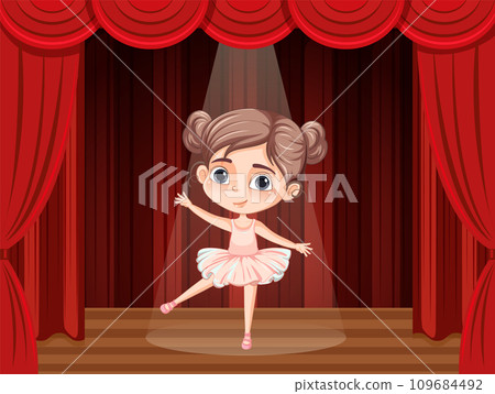 Cute ballet dancer performing on stage Cute ballet dancer performing on stage 109684492