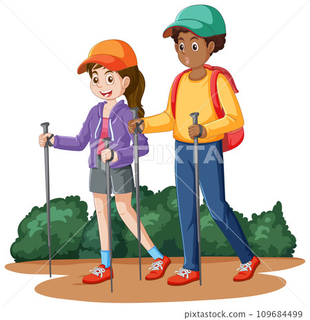 Interracial couple going on a hike Interracial couple going on a hike 109684499