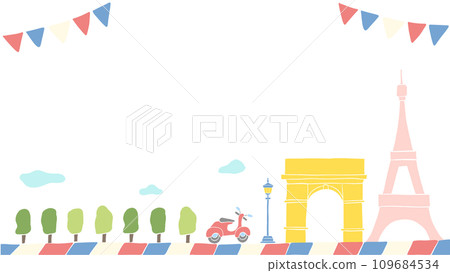 Background frame inspired by a French cityscape, stylish hand-drawn illustration Background frame inspired by a French cityscape, stylish hand-drawn illustration 109684534