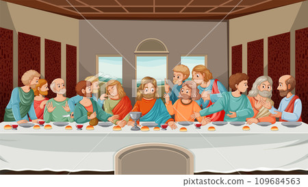 The Last Supper: A Cartoon Illustration 109684563