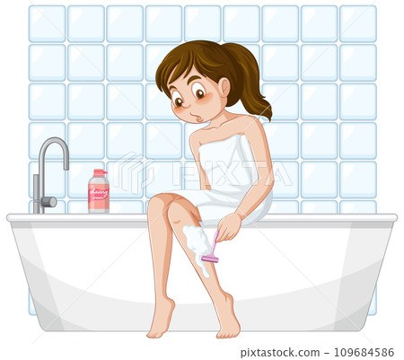Teenage Girl Shaving Leg Hair 109684586