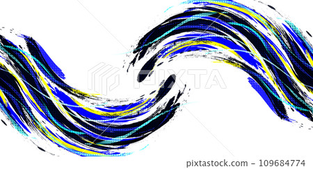 Abstract Blue Black and Yellow Brush Background with Halftone Effect. Sport Background. Brush Stroke Illustration for Banner or Poster. Scratch and Texture Elements For Design 109684774