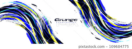 Abstract Blue Black and Yellow Brush Background with Halftone Effect. Sport Background. Brush Stroke Illustration for Banner or Poster. Scratch and Texture Elements For Design Abstract Blue Black and Yellow Brush Background with Halftone Effect. Sport Background. Brush Stroke Illustration for Banner or Poster. Scratch and Texture Elements For Design 109684775