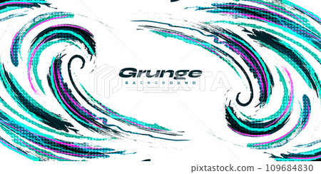 Abstract and Colorful Grunge Brush Background with Halftone Effect. Brush Stroke Illustration for Banner, Poster, or Sports Background. Scratch and Texture Elements For Design Abstract and Colorful Grunge Brush Background with Halftone Effect. Brush Stroke Illustration for Banner, Poster, or Sports Background. Scratch and Texture Elements For Design 109684830
