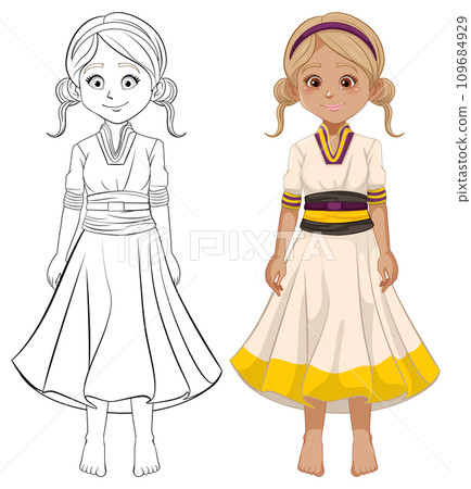 Beautiful Traditional Dress: Cute Woman in Vector Beautiful Traditional Dress: Cute Woman in Vector 109684929