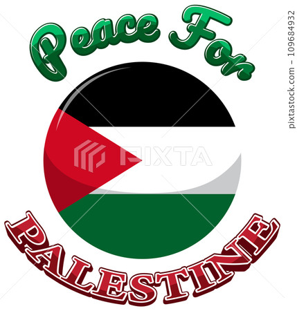 Parestine Flag Cartoon in Heart Shape 109684932