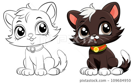 Coloring Page Outline of Cute Cat 109684950