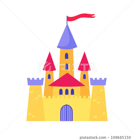 Cute Fairy Tale Castle with Gate and Tower Vector Illustration Cute Fairy Tale Castle with Gate and Tower Vector Illustration 109685150
