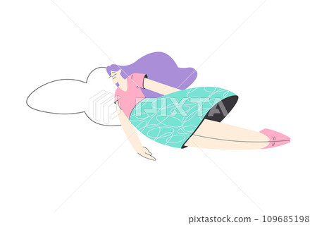 Dreaming Woman Character Flying Having Fancy Imagination Vector Illustration 109685198