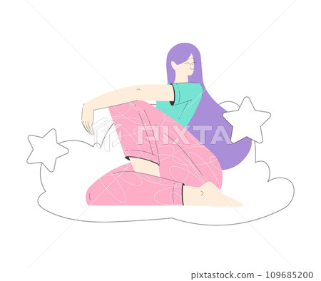 Dreaming Woman Character with Head in Cloud Having Fancy Imagination Vector Illustration Dreaming Woman Character with Head in Cloud Having Fancy Imagination Vector Illustration 109685200