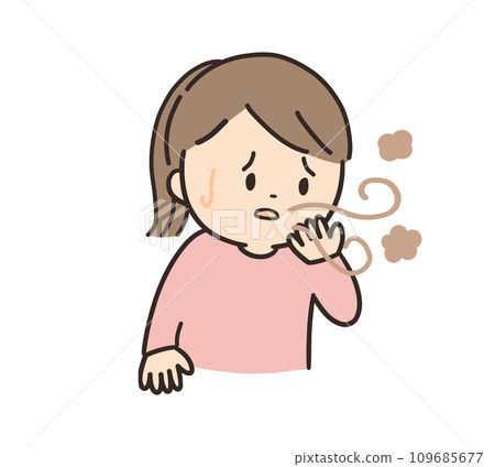 A girl suffering from bad breath (with main line) 109685677