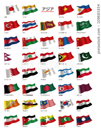 National flags of Asia region Japanese notation National flags of Asia region Japanese notation 109685854