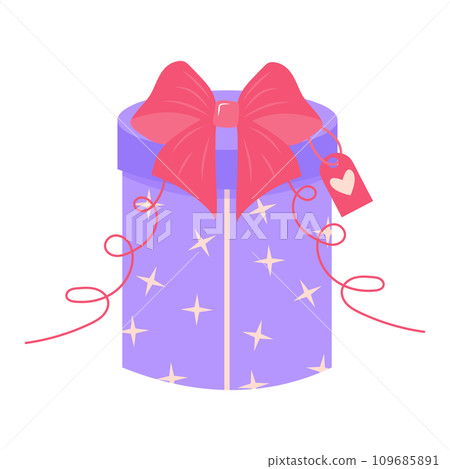 Gift box with ribbon and bow. Present isolated on white background. 109685891