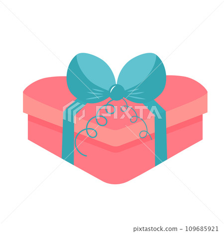 Gift box with ribbon and bow. Present isolated on white background. 109685921