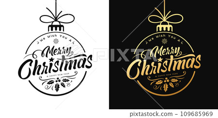 Merry christmas vector design black and gold collection on black and white background 109685969