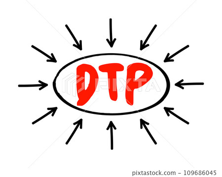 DTP Diphtheria Tetanus Pertussis - bacterial diseases that can be safely prevented with vaccines, acronym text with arrows DTP Diphtheria Tetanus Pertussis - bacterial diseases that can be safely prevented with vaccines, acronym text with arrows 109686045