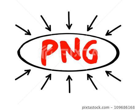 PNG - Portable Network Graphics is a raster-graphics file format that supports lossless data compression, acronym technology concept with arrows PNG - Portable Network Graphics is a raster-graphics file format that supports lossless data compression, acronym technology concept with arrows 109686168